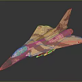 Fighter Jet Model With Brown Beige Camouflage Paint And JH15 Marking On Black Background